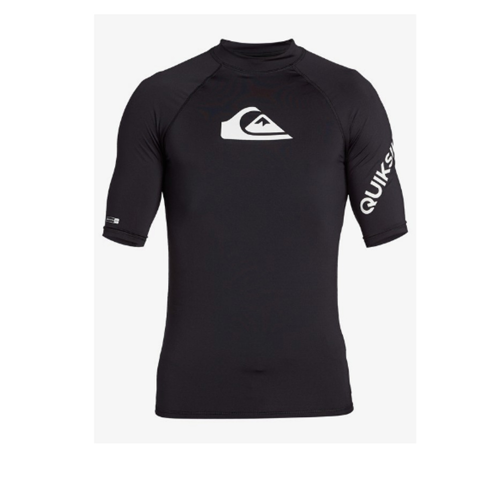 Quiksilver Boys All Time Short Sleeve UPF 50 Rashguard Black Size 12